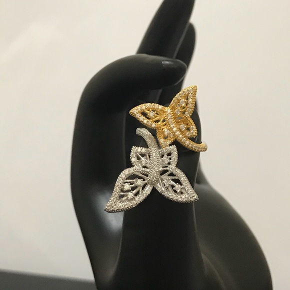 TWO-TONE Butterfly FASHION RING - Picture 3 of 8